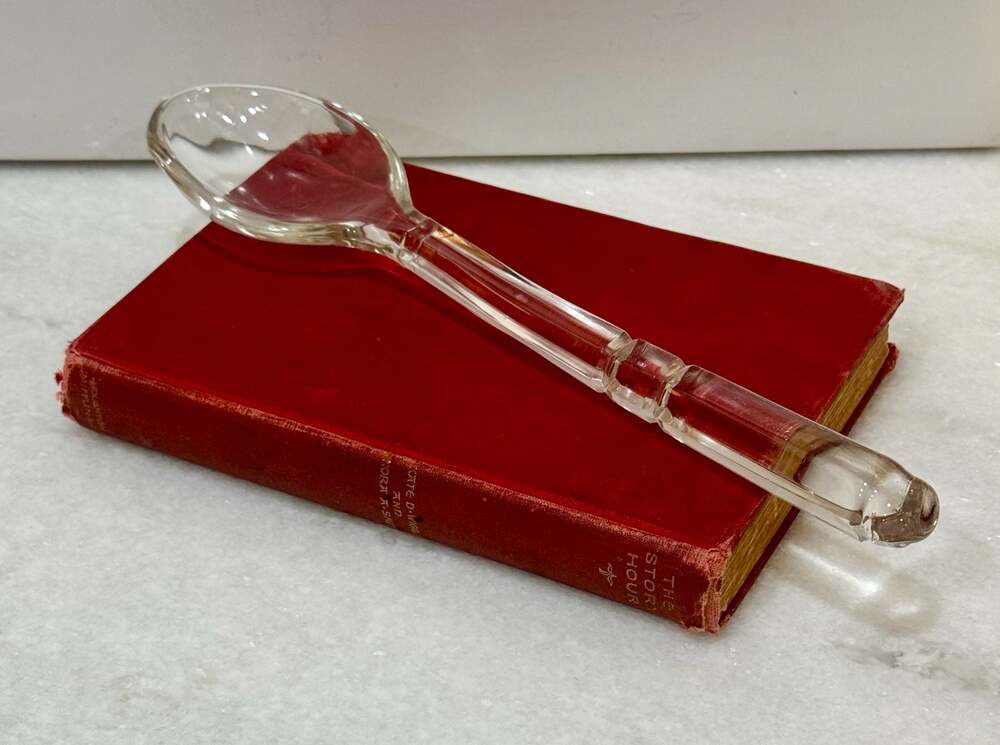 Vintage Clear Glass Salad Serving Spoon; MCM